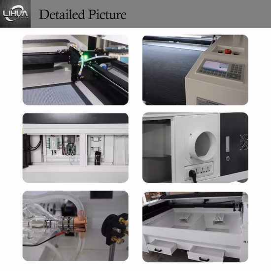Lihua 60w 80w 100w 130w 150w 180w 200w 260w 300w Schaum Kunststoff Textil Papier Mdf Leder Acryl Holz Stoff CNC CO2 Laser Cutter